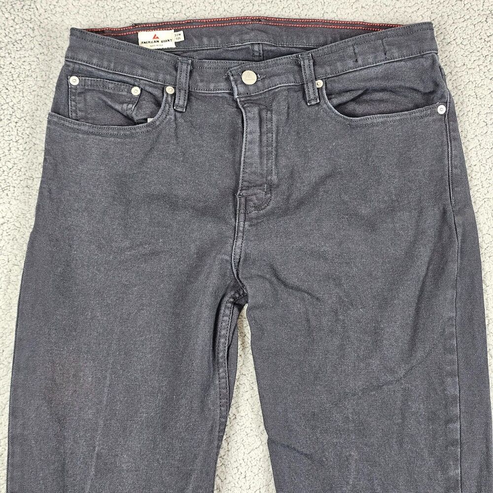 American Giant Pants Mens 32x30 Gray Slim Roughneck Stretch Canvas